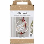 Hobbyset macramé, Kerstkrans, mosgroen, kerstrood, off-white, 1 doos