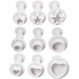 Uitsteekvormen met stempel, ster, cirkel, hart, d 1,1-3 , wit, 1x9stuk