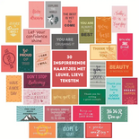 Positieve Quotes Kaartjes - Mini Kaartjes Leuke Uitspraken - Motiverende Kaartjes - Kleine Positieve Kaartjes Met Tekst - Kleurrijk - 9x5cm - 30 Stuks