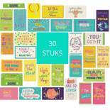 Positieve Quotes Kaartjes - Mini Kaartjes Leuke Uitspraken - Motiverende Kaartjes - Kleine Positieve Kaartjes Met Tekst - Geel Groen Roze Turquoise - 9x5cm - 30 Stuks