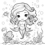 Kleurboek Zeemeerminnen  Zeemeermin Oceaan Thema  Kleurboek Voor Volwassenen En Kinderen  Schattige Illustraties - Zeemeermin Kleurplaten - Oceaan Avonturen - Zeedieren - 20x20cm - 22 Tekeningen