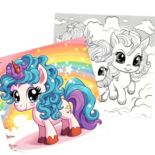 Unicorn Kleurboek - Kleurboek Eenhoorns - Magische Kleurplaten - Eenhoorn Illustraties - Regenbogen en Kastelen - Rainbow Unicorns - 20x20cm - 20 Tekeningen
