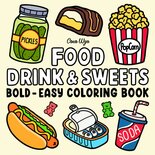 Food Drink & Sweets - Coco Wyo - Kleurboek Volwassenen Kinderen Tieners - Groot Eenvoudig Kleurboek - Eten En Drinken - Fastfood - Desserts - Snacks - 22x22cm - 52 Kleurplaten - Incl. Alcoholmarkers