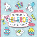 Kleurboek vanaf 1-3 jaar - Doodle Boek - Peuters - Eerste Inkleurboek - Grote Plaatjes - Eenvoudige Kindvriendelijke Illustraties - Thema: Pasen - 21x21cm - 55 Kleurplaten - Incl. Waskrijtje