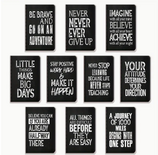 Mini Notitieboekjes Met Quote - Zwarte Notitieboekjes - Inspirerende Quotes - Zaknotitieboekjes - Zwart Met Witte Letters - 12,5cmx8cm - 10 Stuks