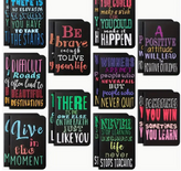 Mini Notitieboekjes Met Quote - Zwarte Notitieboekjes - Inspirerende Quotes - Zaknotitieboekjes - Zwart Met Gekleurde Letters - 12,5cmx8cm - 10 Stuks