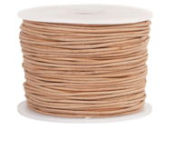Leerkoord - Beige Leren Koord - Hobbykoord Van Leer - Leather Cord - Draad Voor Sieraden Maken - Macramé Koord - Beige - Dikte 1mm - Lengte 50m - 1 Rol