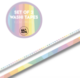 Studio Ins & Outs - Set Van 2 Washi Tape - Pastel 2.0 - Masking Tape - Decoratieve Plakband Print - Tape Hartjes Print (0,5cm) - Tape Vlakken Print (1cm) - Pastel Tinten