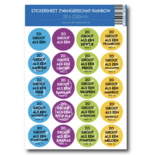 Studio Ins & Outs - Stickervel Zwangerschap Rainbow - 20 Ronde Stickers - Zwangerschap Mijlpaalstickers - Baby Grootte Stickers