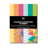 Studio Ins & Outs Paperpad Summer'25 - Paper Pack - Scrapbook Papier - Papierblok - Designpapier - Patroonpapier - Geel Oranje Roze Lichtblauw Mintgroen - 24 vellen