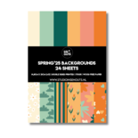 Studio Ins & Outs Paperpad Lente 2025 - Paper Pack - Scrapbook Papier - Papierblok - Designpapier - Patroonpapier - Crme Lichtgroen Donkergroen Oranje Peach Koraal - 24 vellen
