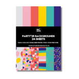 Studio Ins & Outs Paperpad Party'25 - Paper Pack - Scrapbook Papier - Papierblok - Designpapier - Patroonpapier - Grijs Roze Rood Geel Turquoise Paars - 24 vellen