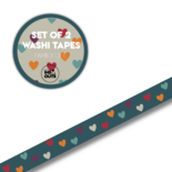 Studio Ins & Outs - Brede Washi Tape - Family Life - Masking Tape - 1,5 cm - Decoratieve Tape - Hartjes in Warme Kleuren - Journaling & Scrapbooking