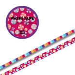 Studio Ins & Outs - Set Van 2 Washi Tapes - Holiday '25 - Masking Tape met Strandballen en Kleurenblokken - 0,5 cm & 1 cm - Zomerse Print in Fuchsia, Oranje, Aqua & Paars