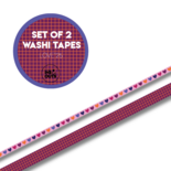 Studio Ins & Outs - Love 2025 - Set Van 2 Washi Tapes - Masking Tape - Hartjes & Ruitjes - Paarsroze & Rood - Journaling & Scrapbooking