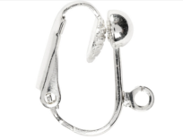 Clip-On Oorbellen - Verzilverd - Metalen Oorclips - Halve Bal met Oog - Voor DIY Sieraden & Accessoires - L: 16,5 mm - B: 1,5 mm - Gatgrootte: 1,6 mm - 40 Stuks
