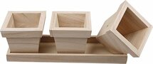 Bloempot - Houten Bloempot Set - Elegante Smalle Bloempotten - Langwerpige Terraspotten - Houten Sierpotten Op Schaal - 9x9x9 cm - 3 Stuks