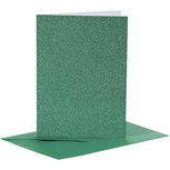 Kaarten en enveloppen, groen, afmeting kaart 10,5x15 cm, afmeting envelop 11,5x16,5 cm, glitter, 110+250 gr, 4 set/ 1 doos Kaarten en enveloppen, groen, afmeting kaart 10,5x15 cm, afmeting envelop 11,5x16,5 cm, glitter, 110+250 gr, 4 set/ 1 doos
