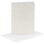 Kaarten en enveloppen, wit, afmeting kaart 10,5x15 cm, afmeting envelop 11,5x16,5 cm, glitter, 120+250 gr, 4 set/ 1 doos Kaarten en enveloppen, wit, afmeting kaart 10,5x15 cm, afmeting envelop 11,5x16,5 cm, glitter, 120+250 gr, 4 set/ 1 doos
