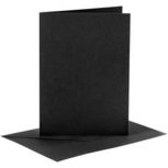 Kaarten en enveloppen, zwart, afmeting kaart 10,5x15 cm, afmeting envelop 11,5x16,5 cm, 110+230 gr, 6 set/ 1 doos Kaarten en enveloppen, zwart, afmeting kaart 10,5x15 cm, afmeting envelop 11,5x16,5 cm, 110+230 gr, 6 set/ 1 doos