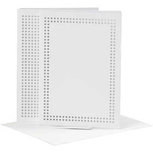 Kaarten om te borduren, wit, afmeting kaart 10,5x15 cm, afmeting envelop 11,5x16,5 cm, 6 stuk/ 1 doos Kaarten om te borduren, wit, afmeting kaart 10,5x15 cm, afmeting envelop 11,5x16,5 cm, 6 stuk/ 1 doos