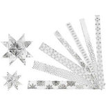Papieren vlechtstroken, zilver, wit, L: 44+78 cm, B: 15+25 mm, d: 6,5+11,5 cm, 48 stroken/ 1 doos Papieren vlechtstroken, zilver, wit, L: 44+78 cm, B: 15+25 mm, d: 6,5+11,5 cm, 48 stroken/ 1 doos