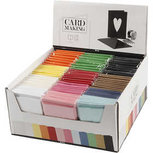 Kaarten en enveloppen, diverse kleuren, afmeting kaart 10,5x15 cm, afmeting envelop 11,5x16,5 cm, 12x10 doos/ 1 doos Kaarten en enveloppen, diverse kleuren, afmeting kaart 10,5x15 cm, afmeting envelop 11,5x16,5 cm, 12x10 doos/ 1 doos