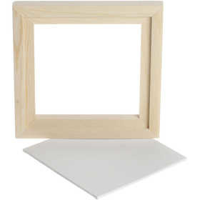 Canvas Paneel met Lijst, wit, afm 15,2x15,2 cm, 1 stuk