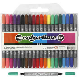 Colortime dubbelstift, standaardkleuren, lijndikte 2,3+3,6 mm, 20 stuk/ 1 doos