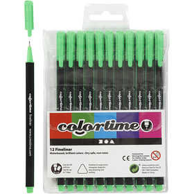 Colortime Fineliner , lichtgroen, lijndikte 0,6-0,7 mm, 12 stuk/ 1 doos