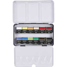 Aquarelverf - Diverse Kleuren - ½-pan - afm 10x20 mm - Art Aqua - 12 kleur