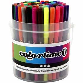 Colortime stift, diverse kleuren, lijndikte 2 mm, 100 stuk/ 1 emmer