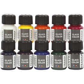 Glasverf - Porseleinverf - diverse kleuren - Glass Color Transparent - 10x30 ml