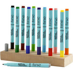 Berol Colourfine, diverse kleuren, d: 10 mm, lijndikte 0,3-0,7 mm, 12 stuk/ 1 doos