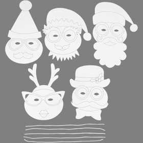 Kerstmaskers, wit, H: 25-35 cm, B: 20 cm, 230 gr, 16 stuk/ 1 doos