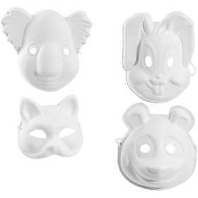 Maskers, wit, H: 17-25 cm, B: 18-24 cm, 4x3 stuk/ 1 doos