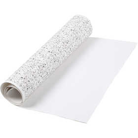 Faux Leather Papier, wit, B: 49,5 cm, met folie,bedrukt, 350 gr, 1 m/ 1 rol