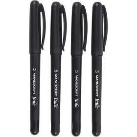 Kalligrafeer stiften, zwart, lijndikte 1,4+2,5+3,6+4,8 mm, 4 stuk/ 1 doos