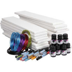 Lange canvassen met aquarel, wit, 1 set, 20 stuk