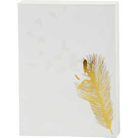 Canvas met goudkleurige motieven, wit, H: 25,4 cm, B: 20,3 cm, 1 stuk