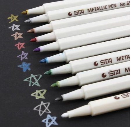 Krijtstiften - Stiften harde punt - 1-2mm - Metallic kleuren - 10 stuks