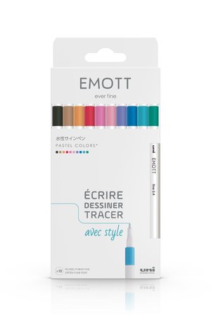Uni Emott fineliner set 10 kleuren - pastel