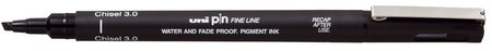 Fineliner - Chisel - Beitelpunt - 3.0 - 3,0mm - Zwart - Uni Pin
