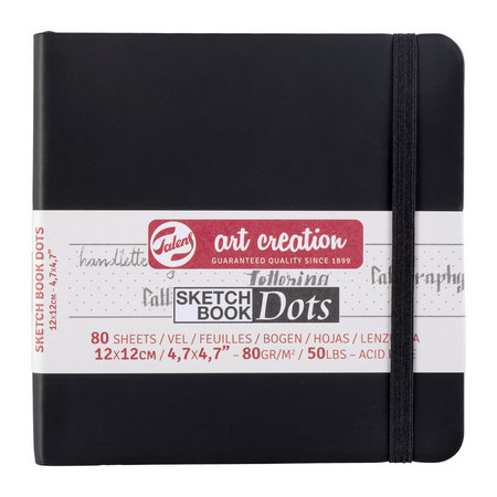 Art creation schetsboek dots 12x12 cm zwart