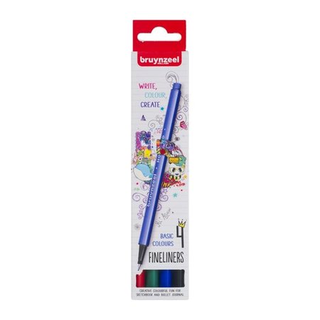 Bruynzeel fineliner set 4 kleuren - basis