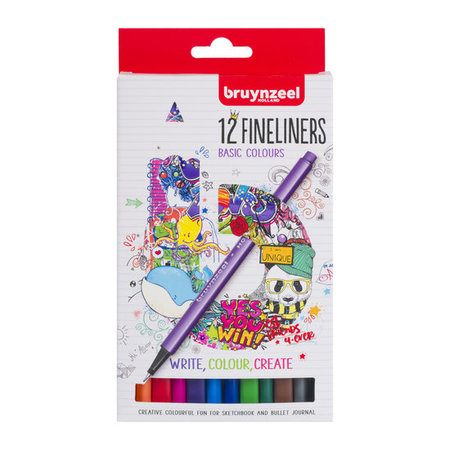 Fineliner - set 12 kleuren - Bruynzeel