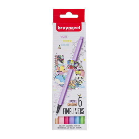 Bruynzeel fineliner set 6 kleuren - pastel