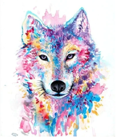 Schilderen op nummer - Painting on numbers - Wolf - Hond - Acrylverf - Canvas Linnen - Met 3 kwastjes - Geen frame - 40x50cm