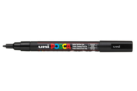 Posca Marker - Paintmarker - Universele Stift - #24 - Zwart - PC-3M - lijndikte 0,9-1,3mm - 1 stuk