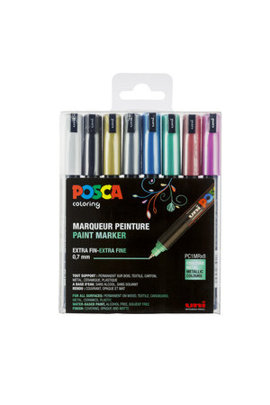 Posca Marker - Fineliner - Paintmarker - Metallic Kleuren - PC-1MR - lijndikte 0,7mm - 8 stuks